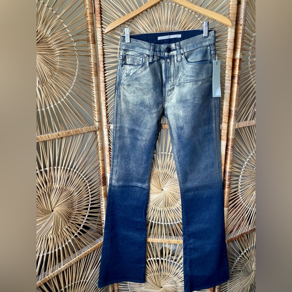 HUDSON Jeans Barbara Jeans Ombre Foil Blue Shine Hi Rise Boot Flare Sz 25